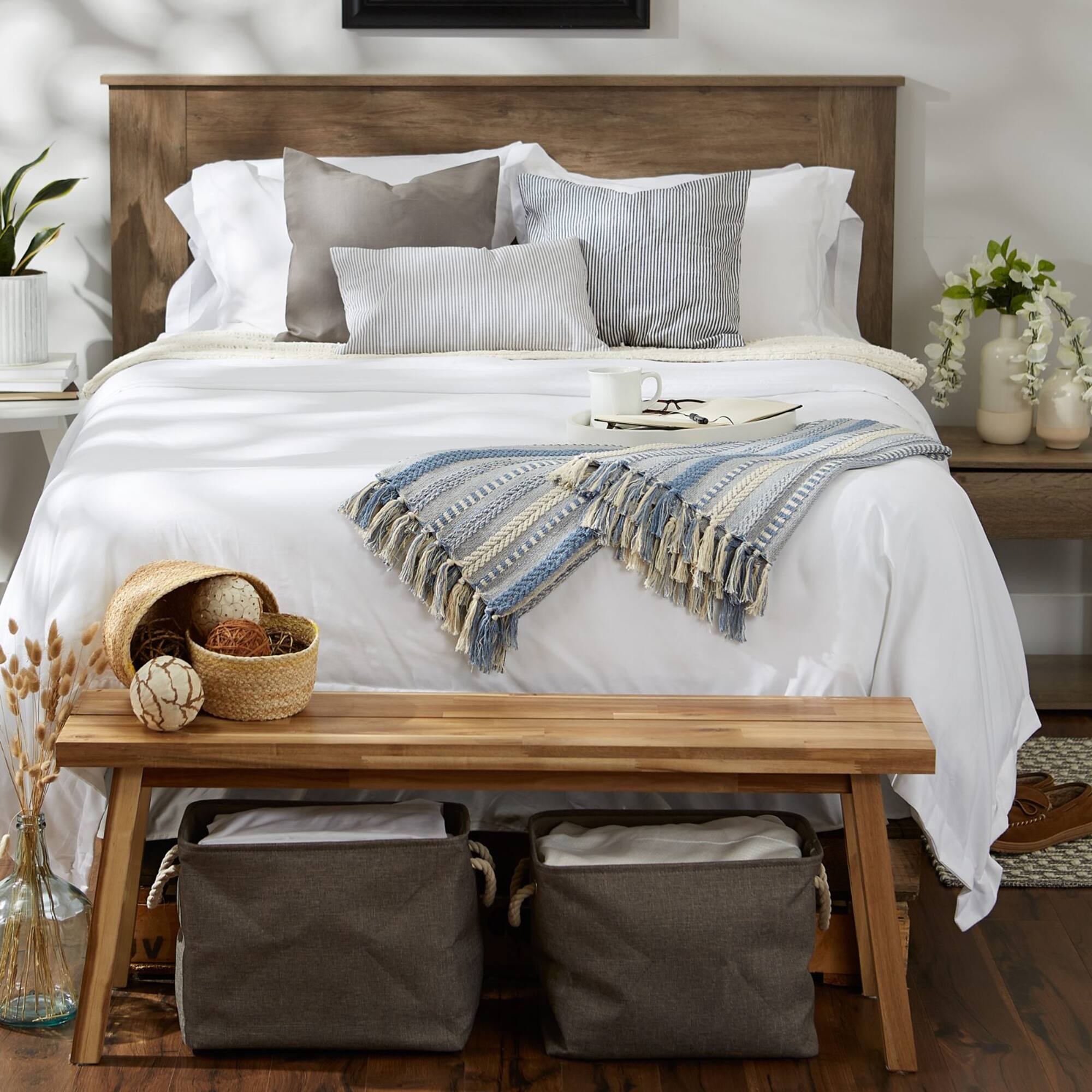DII® Stonewash Blue Braided Stripe Throw